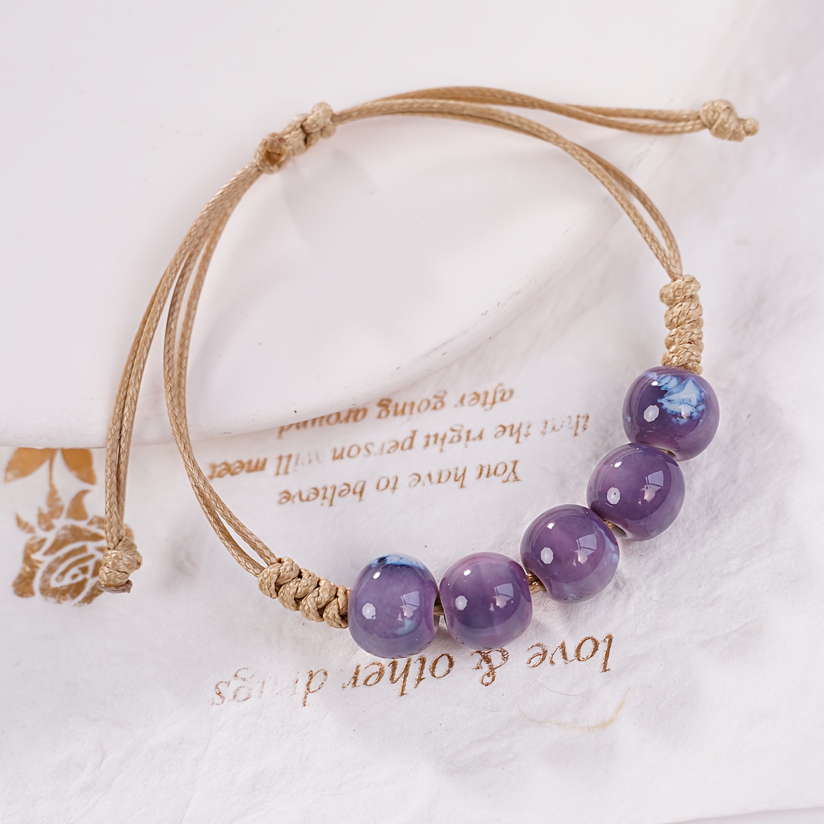 Chinese Ladies' Ceramic Bracelet - Ethnic Hand Woven Adjustable Length